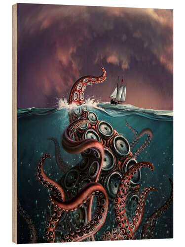 Puutaulu A fantastical depiction of the legendary Kraken.