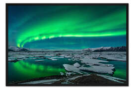 Gerahmter Kunstdruck Aurora borealis, Jokulsarlon