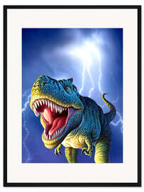 Gerahmter Kunstdruck T.Rex im Gewitter