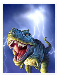 Póster  T.Rex in the storm - Jerry LoFaro
