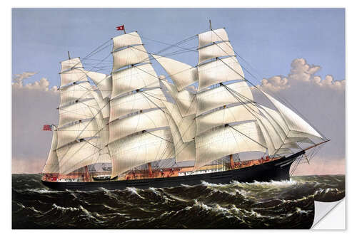 Sticker mural Vintage print of the Clipper ship Three Brothers.