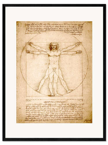 Impresión de arte enmarcada Hombre de Vitruvio