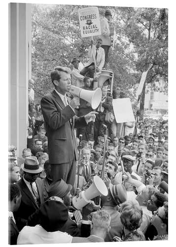 Acrylic print Robert F. Kennedy talks about equal rights to a crowd