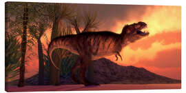 Canvas print A Tyrannosaurus rex dinosaur roars to claim his territory.