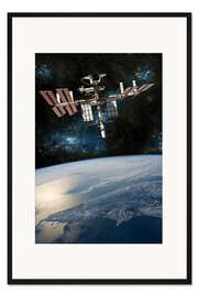 Gerahmter Kunstdruck Ein Raumschiff dockt an der Internationalen Raumstation ISS an 