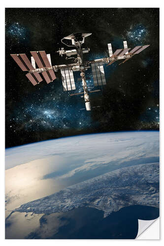 Selvklebende plakat Space shuttle docked at the International Space Station.
