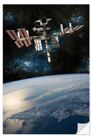 Wandsticker Ein Raumschiff dockt an der Internationalen Raumstation ISS an 