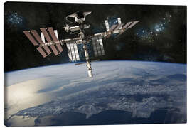 Stampa su tela  Space shuttle attraccato alla Stazione Spaziale Internazionale - Marc Ward