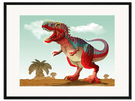 Gerahmter Kunstdruck Bunter Tyrannosaurus Rex
