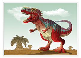 Poster  Tyrannosaure coloré
