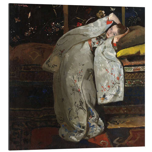 Aluminiumsbilde Girl in a White Kimono