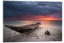 Acrylic print sunset boat