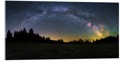 Acrylic print Milky Way arching over the trees