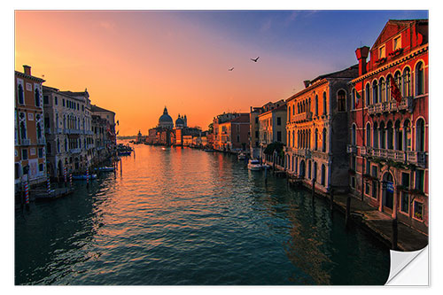 Selvklebende plakat Venice Sunrise Canal Grande