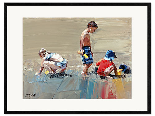 Framed art print Playing in the sand