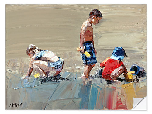Selvklebende plakat Playing in the sand