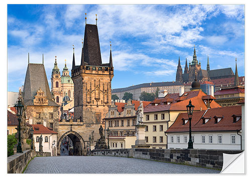 Selvklebende plakat Prague Castle and Old Town in summer