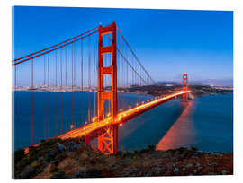 Acrylic print Night shot of the Golden Gate Bridge in San Francisco California, USA - Jan Christopher Becke