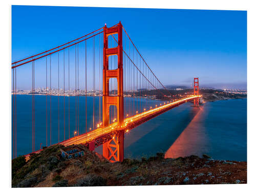 Foam board print Night shot of the Golden Gate Bridge in San Francisco California, USA