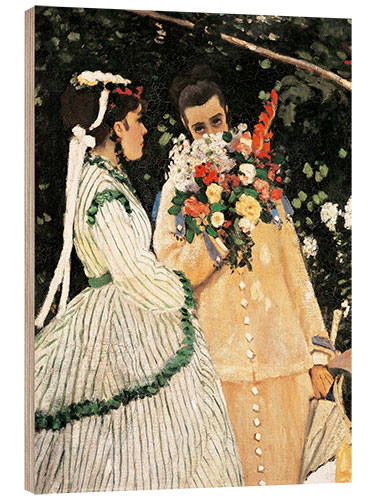 Tableau en bois Femmes au jardin (détail)