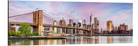 Aluminiumtavla Panoramic of Brooklyn bridge and Manhattan skyline at sunset, New York city, USA