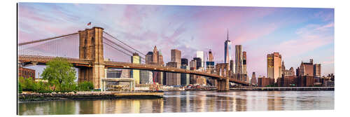 Gallery print Panoramic of Brooklyn bridge and Manhattan skyline at sunset, New York city, USA