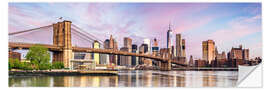 Självhäftande poster Panoramic of Brooklyn bridge and Manhattan skyline at sunset, New York city, USA