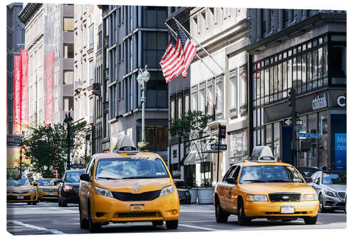 Canvas print Yellow cabs (taxis) on the 5th avenue, New York city, USA