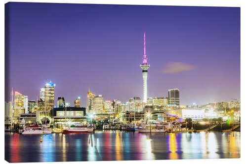 Canvastavla Auckland harbour and skyline at night, New Zealand