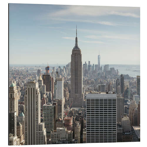 Stampa su alluminio Skyline di Manhattan con l'Empire State Building, New York City, USA