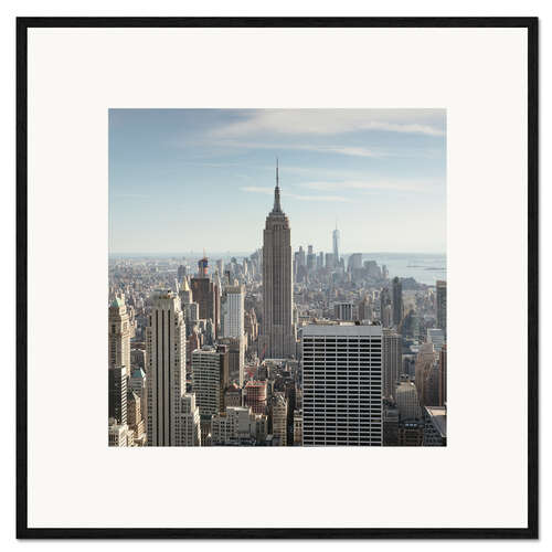 Kunsttryk i ramme Manhattan skyline with Empire State building, New York city, USA