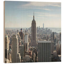 Tableau en bois Skyline de Manhattan avec l&#039;Empire State Building, New York City, États-Unis