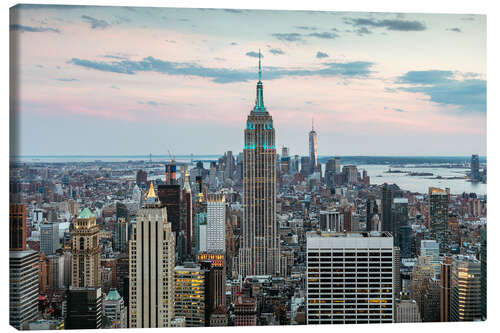 Canvas print Manhattan skyline with Empire State building at sunset, New York city, USA