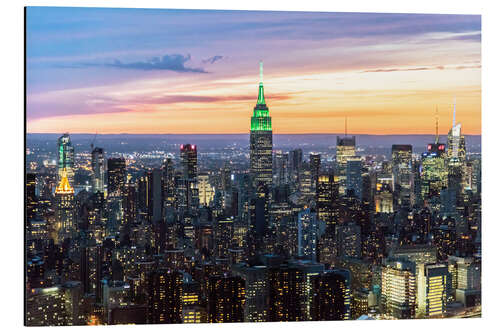 Stampa su alluminio Skyline di Manhattan al tramonto, NYC