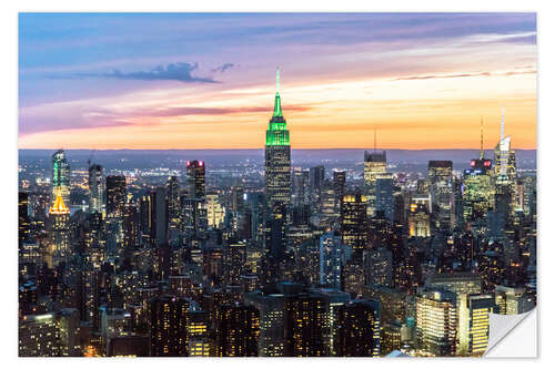 Naklejka na ścianę Manhattan skyline at twilight, NYC