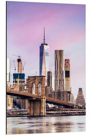 Aluminium print Brooklyn bridge and Manhattan skyline at sunset, New York city, USA