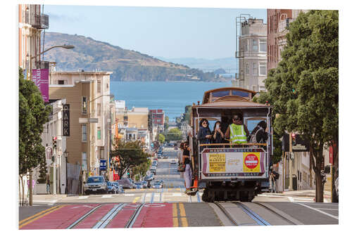 Quadro em PVC Cable car on a hill in the streets of San Francisco, California, USA