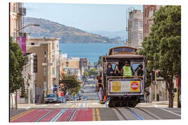 Magnettafel Straßenbahn auf einem Hügel in den Straßen von San Francisco, Kalifornien, USA