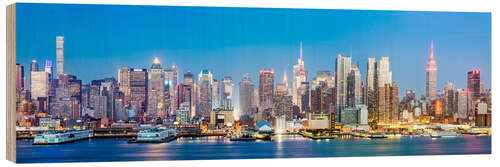 Tableau en bois Manhattan skyline panoramic at night, New York city, USA