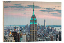 Holzbild Empire State Building in der Dämmerung, NYC