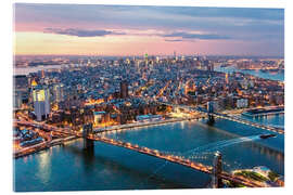 Acrylglas print Aerial view of midtown Manhattan from the East river at dusk, New York city, USA