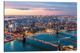 Aluminium print Aerial view of midtown Manhattan from the East river at dusk, New York city, USA