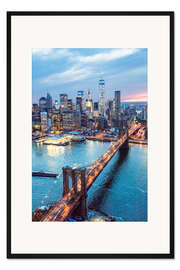 Gerahmter Kunstdruck Brooklyn Bridge und Manhattan