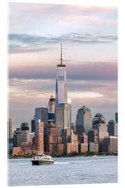 Acrylic print World trade center and Manhattan skyline at sunset, New York city, USA