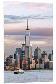 Stampa su PVC World Trade Center e skyline di Manhattan al tramonto, New York City, USA