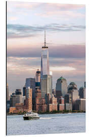 Magnettafel World Trade Center und Manhattan Skyline bei Sonnenuntergang, New York City, USA