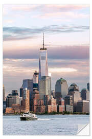 Vinilo para la pared World trade center and Manhattan skyline at sunset, New York city, USA