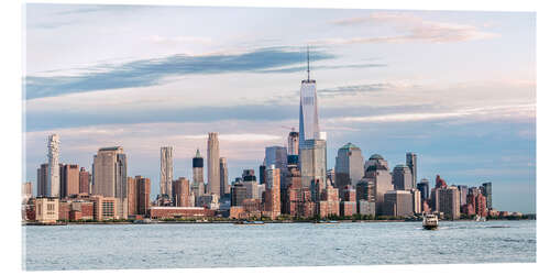 Akrylglastavla Panoramic of lower Manhattan skyline at sunset, New York city, USA