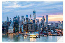 Wall sticker Freedom tower and lower Manhattan skyline at dusk, New York, USA