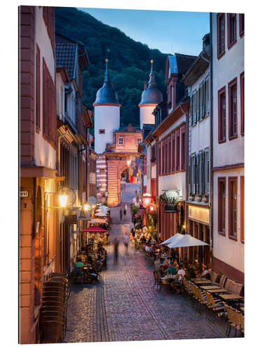 Tableau en plexi-alu La vieille ville romantique de Heidelberg la nuit, Allemagne